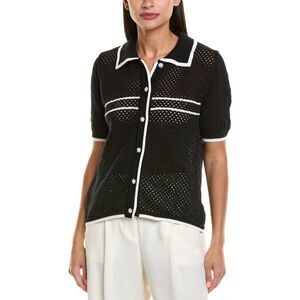 Anna Kay Womens Edmounde Cashmere-Blend Polo Sweater, Black